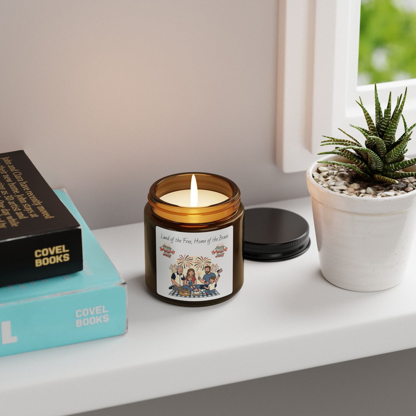 Patriotic Soy Candle – "Land of the Free, Home of the Brave" | 4th of July Amber Jar Gift