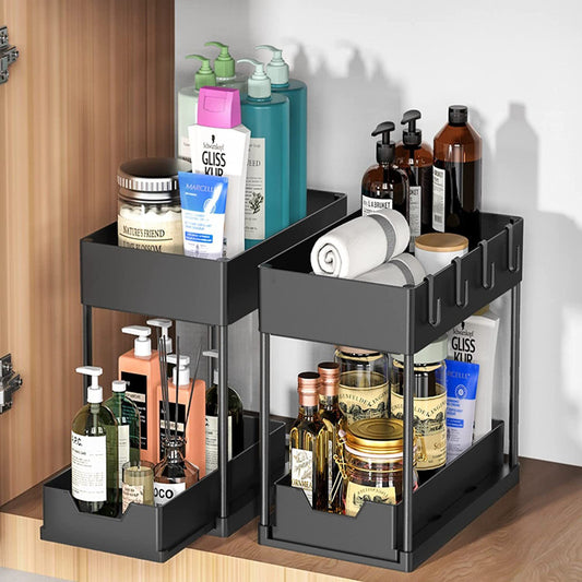 Pull-Out double Sink Storage Rack