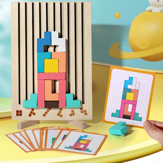 3D Wooden Puzzle Building Blocks for Kids – Baby Logic Training Toy & Parent-Child Interactive Game