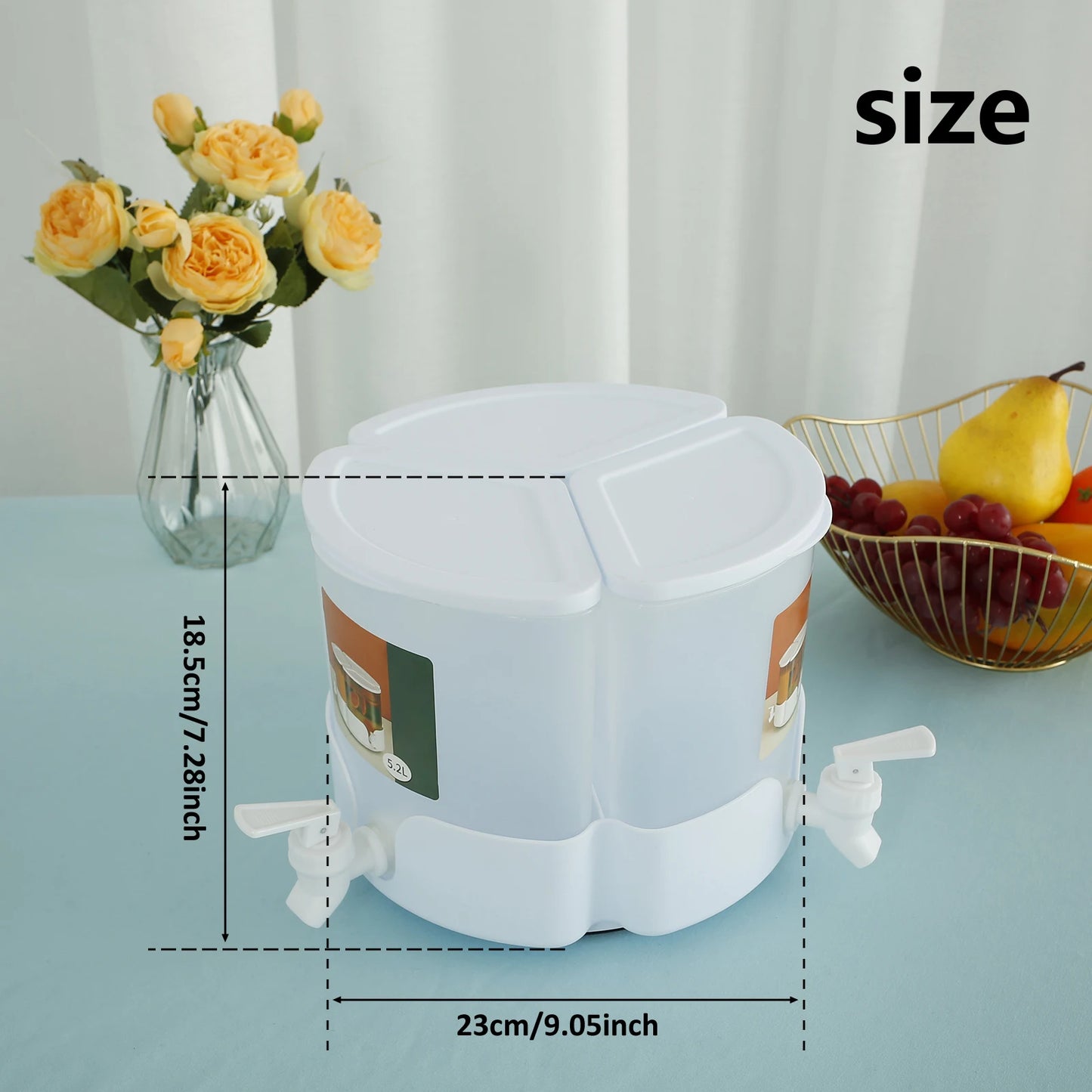 3-in-1 Beverage Dispenser | 5.1L Large Capacity Water Pitcher with 360° Rotating Spout | Iced Tea, Coffee & Cold Drinks