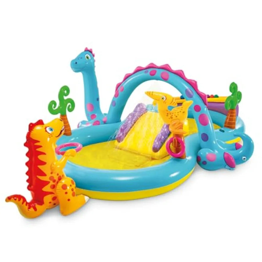Large Dinosaur Inflatable Pool for Kids – Big Backyard Splash Pad Play Center for Toddlers & Children