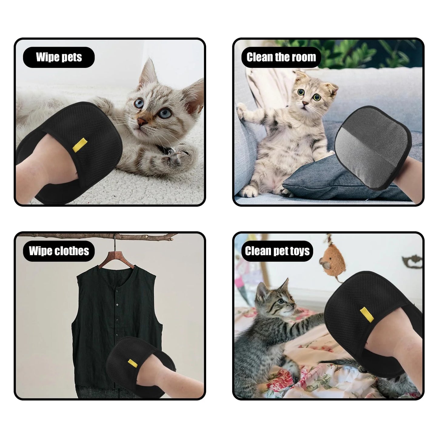 Pet Hair Removal Gloves | Reusable Double-Sided Grooming Mitt for Dogs & Cats