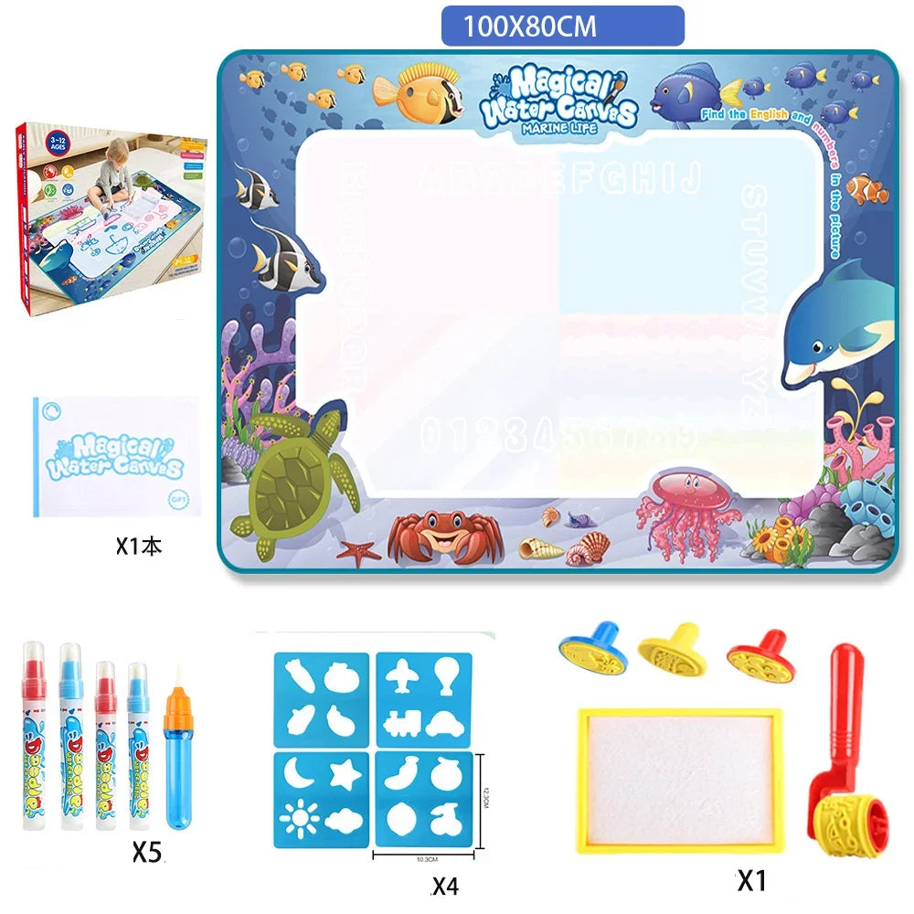 Magic Water Drawing Mat | Reusable Doodle Pad with Water Pens | Mess-Free Kids Art Toy