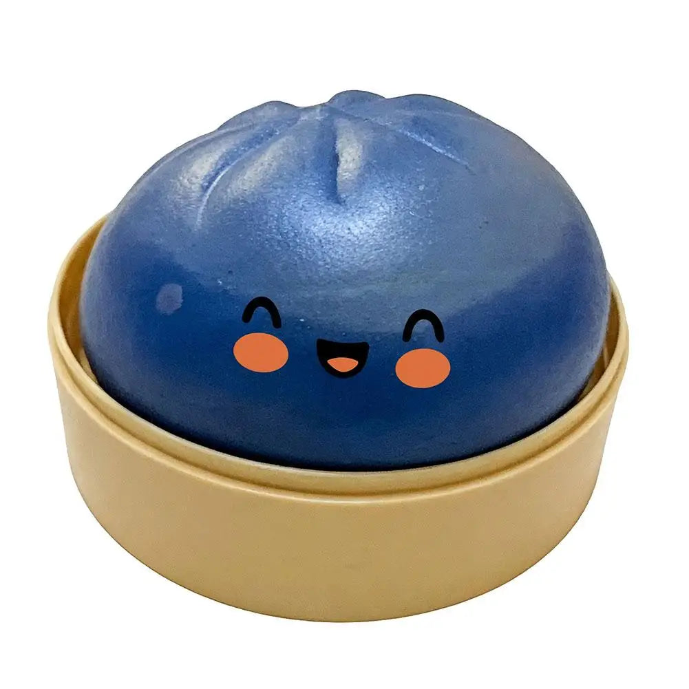 Glitter Dumpling Stress Ball Toy with Smile Face Unique Steamer Base Squeezable Dough Ball Birthday Gift for Girl Boy Adult