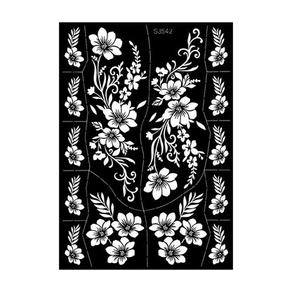 Reusable Henna Stencil for Hand Body Painting Flower Henna Tattoo Template for Women Wedding Festival Body Makeup Tattoo Tools