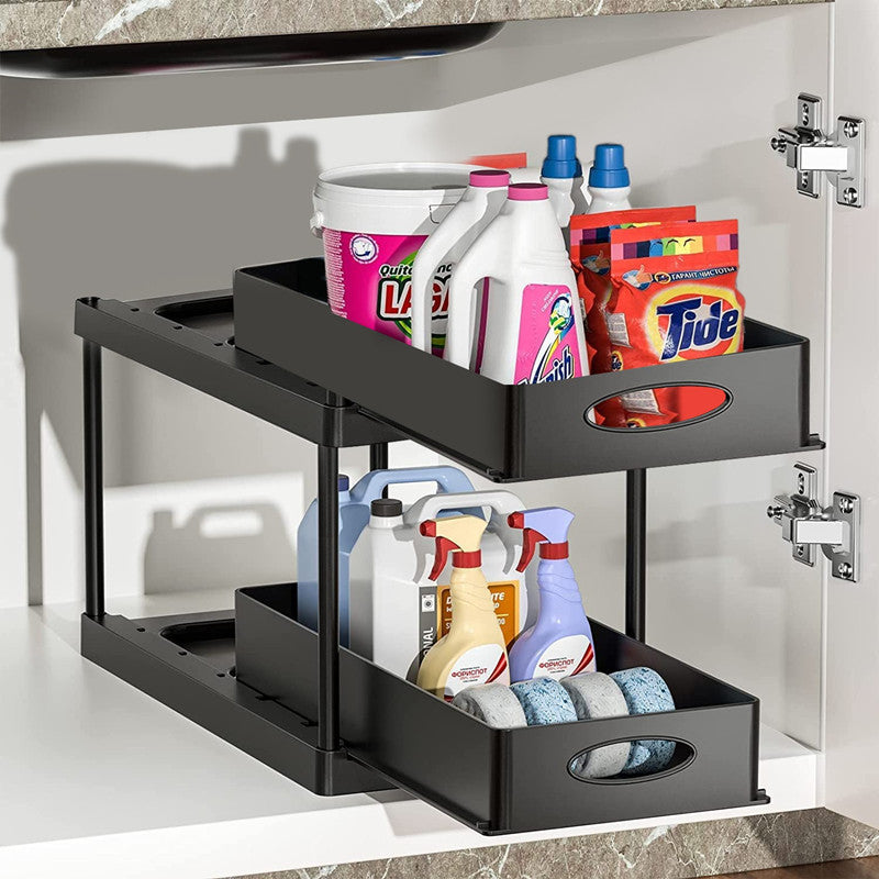Pull-Out double Sink Storage Rack