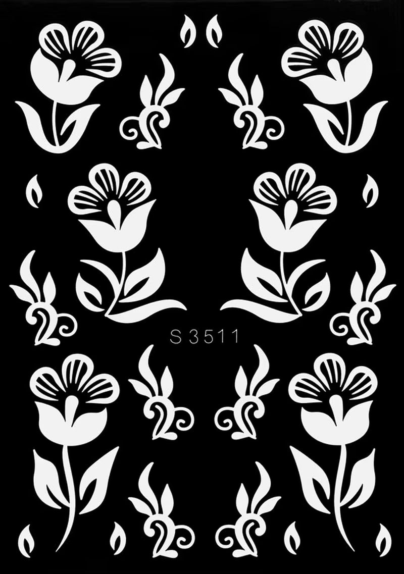 Reusable Henna Stencil for Hand Body Painting Flower Henna Tattoo Template for Women Wedding Festival Body Makeup Tattoo Tools