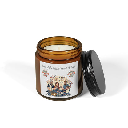 Patriotic Soy Candle – "Land of the Free, Home of the Brave" | 4th of July Amber Jar Gift
