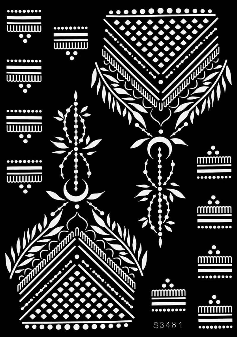 Reusable Henna Stencil for Hand Body Painting Flower Henna Tattoo Template for Women Wedding Festival Body Makeup Tattoo Tools