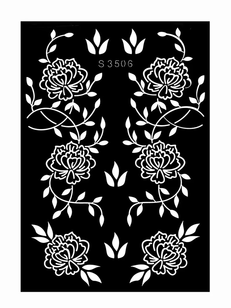 Reusable Henna Stencil for Hand Body Painting Flower Henna Tattoo Template for Women Wedding Festival Body Makeup Tattoo Tools