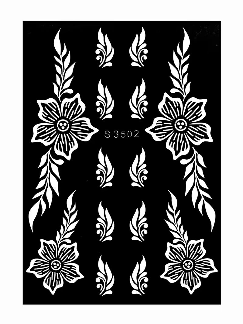 Reusable Henna Stencil for Hand Body Painting Flower Henna Tattoo Template for Women Wedding Festival Body Makeup Tattoo Tools