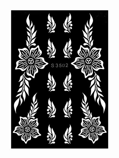 Reusable Henna Stencil for Hand Body Painting Flower Henna Tattoo Template for Women Wedding Festival Body Makeup Tattoo Tools