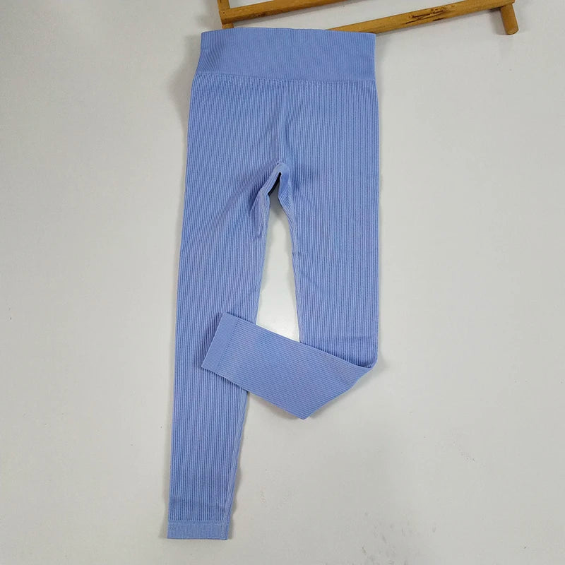 Seamless Knit Yoga Leggings Women Thread Solid Tights Gym Workout Running Stretchy High Waist Hip Liftting Skinny Gym Leggings