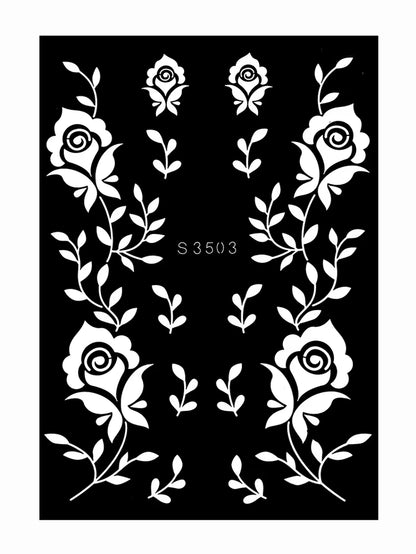 Reusable Henna Stencil for Hand Body Painting Flower Henna Tattoo Template for Women Wedding Festival Body Makeup Tattoo Tools
