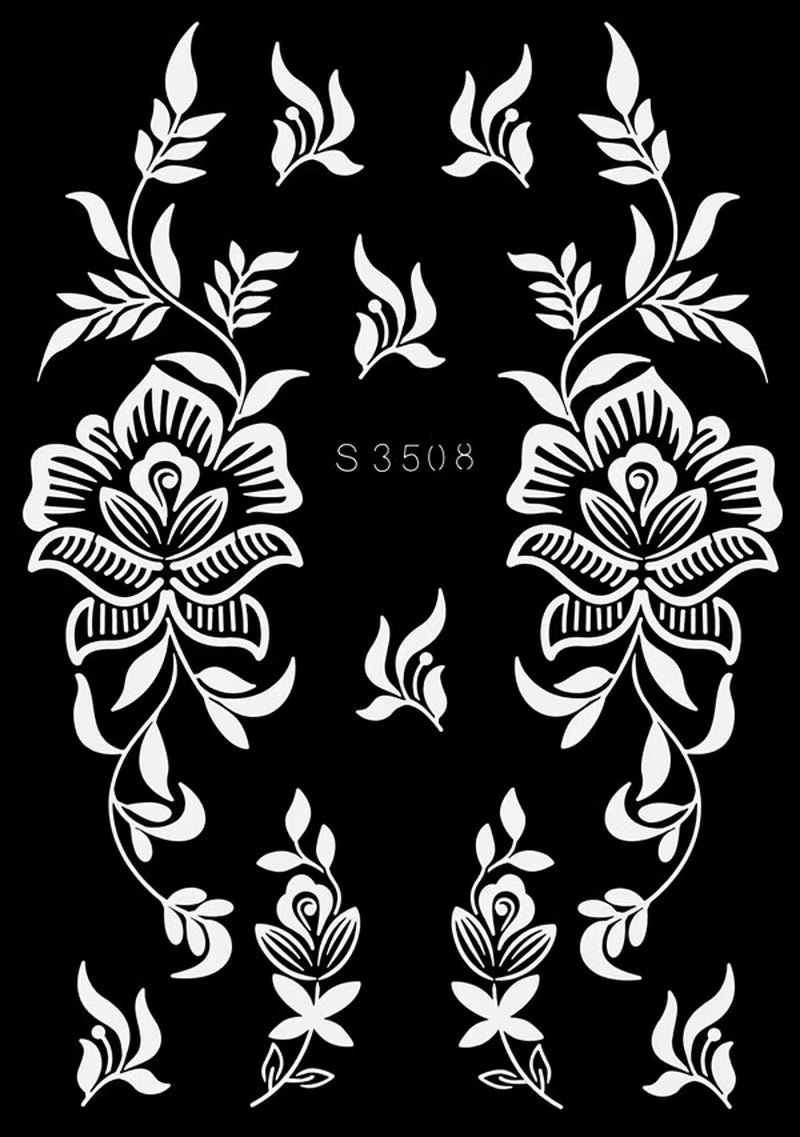 Reusable Henna Stencil for Hand Body Painting Flower Henna Tattoo Template for Women Wedding Festival Body Makeup Tattoo Tools