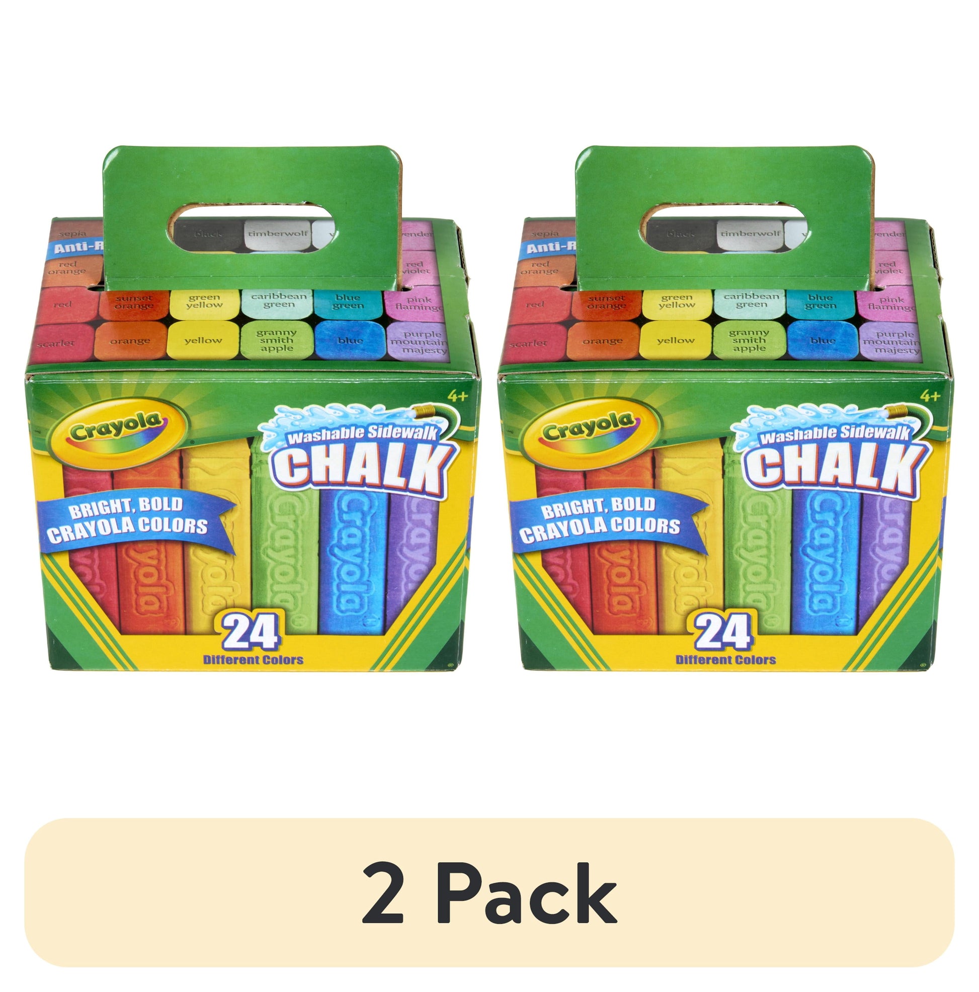 (2 Pack)  Washable Sidewalk Chalk, 24 Ct, Outdoor Toys, Easter Basket Stuffers, Summer Activities for Kids, Arts and Crafts, Easter Gifts for Kids, Ages 4+