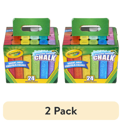 (2 Pack)  Washable Sidewalk Chalk, 24 Ct, Outdoor Toys, Easter Basket Stuffers, Summer Activities for Kids, Arts and Crafts, Easter Gifts for Kids, Ages 4+