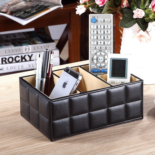 Leather Storage box Remote Control, Phone Holder, cosmetic organizer
