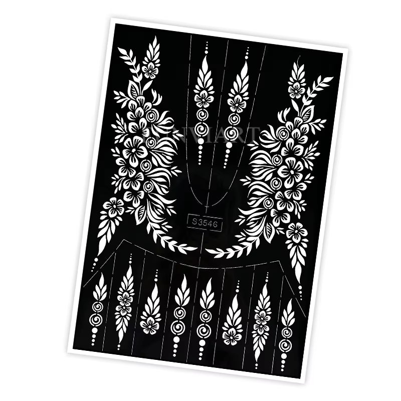 Reusable Henna Stencil for Hand Body Painting Flower Henna Tattoo Template for Women Wedding Festival Body Makeup Tattoo Tools