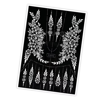 Reusable Henna Stencil for Hand Body Painting Flower Henna Tattoo Template for Women Wedding Festival Body Makeup Tattoo Tools