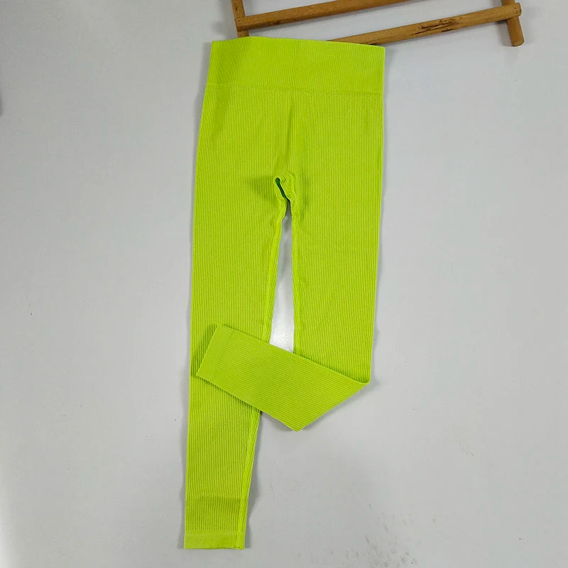 Seamless Knit Yoga Leggings Women Thread Solid Tights Gym Workout Running Stretchy High Waist Hip Liftting Skinny Gym Leggings