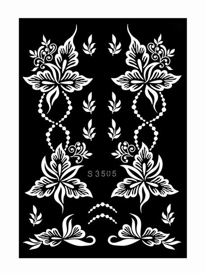Reusable Henna Stencil for Hand Body Painting Flower Henna Tattoo Template for Women Wedding Festival Body Makeup Tattoo Tools