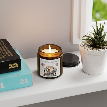 Patriotic Soy Candle – "Land of the Free, Home of the Brave" | 4th of July Amber Jar Gift