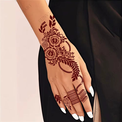Reusable Henna Stencil for Hand Body Painting Flower Henna Tattoo Template for Women Wedding Festival Body Makeup Tattoo Tools