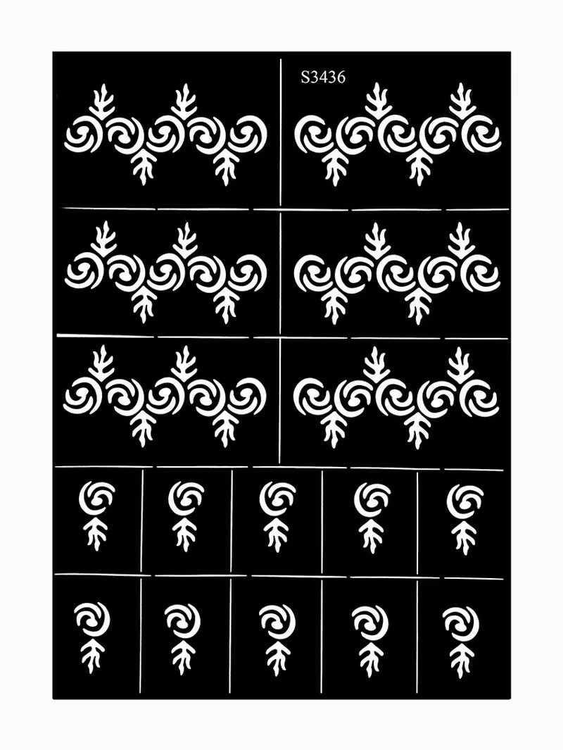 Reusable Henna Stencil for Hand Body Painting Flower Henna Tattoo Template for Women Wedding Festival Body Makeup Tattoo Tools