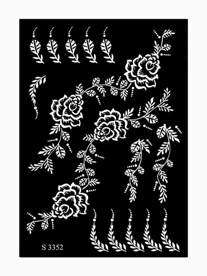 Reusable Henna Stencil for Hand Body Painting Flower Henna Tattoo Template for Women Wedding Festival Body Makeup Tattoo Tools