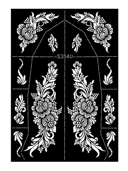 Reusable Henna Stencil for Hand Body Painting Flower Henna Tattoo Template for Women Wedding Festival Body Makeup Tattoo Tools