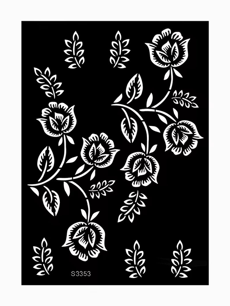 Reusable Henna Stencil for Hand Body Painting Flower Henna Tattoo Template for Women Wedding Festival Body Makeup Tattoo Tools