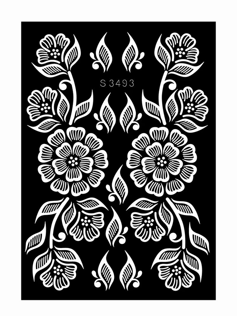 Reusable Henna Stencil for Hand Body Painting Flower Henna Tattoo Template for Women Wedding Festival Body Makeup Tattoo Tools
