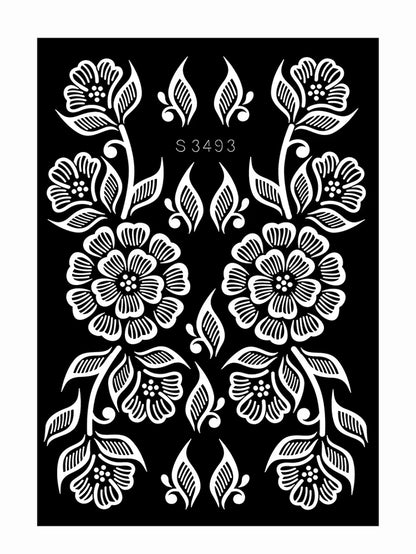 Reusable Henna Stencil for Hand Body Painting Flower Henna Tattoo Template for Women Wedding Festival Body Makeup Tattoo Tools