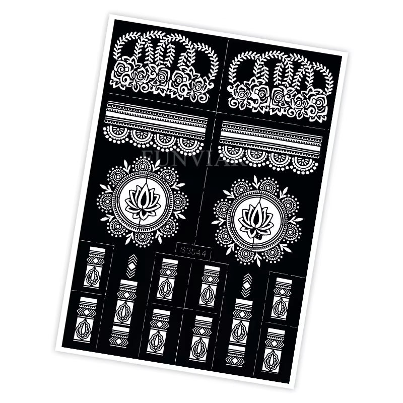 Reusable Henna Stencil for Hand Body Painting Flower Henna Tattoo Template for Women Wedding Festival Body Makeup Tattoo Tools