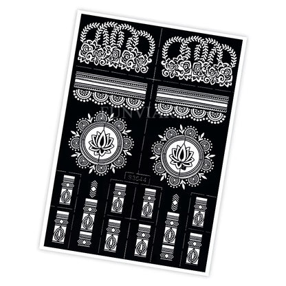 Reusable Henna Stencil for Hand Body Painting Flower Henna Tattoo Template for Women Wedding Festival Body Makeup Tattoo Tools