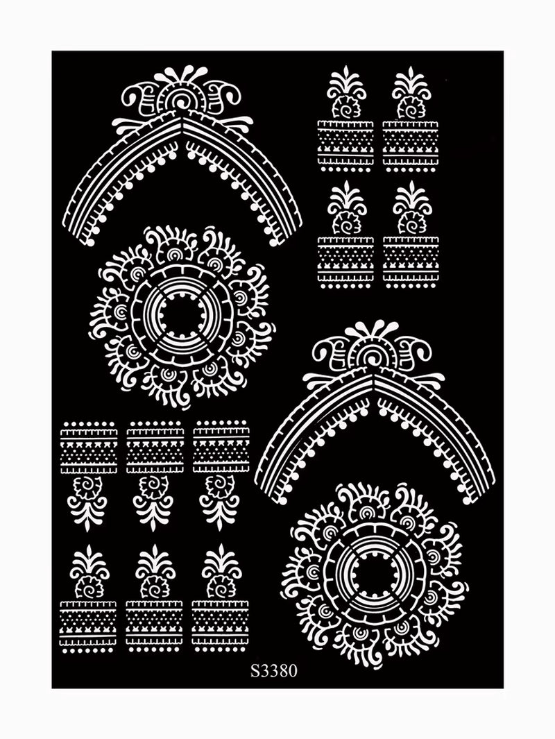 Reusable Henna Stencil for Hand Body Painting Flower Henna Tattoo Template for Women Wedding Festival Body Makeup Tattoo Tools
