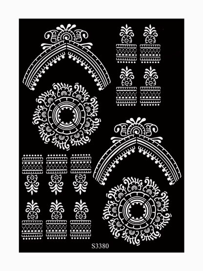Reusable Henna Stencil for Hand Body Painting Flower Henna Tattoo Template for Women Wedding Festival Body Makeup Tattoo Tools