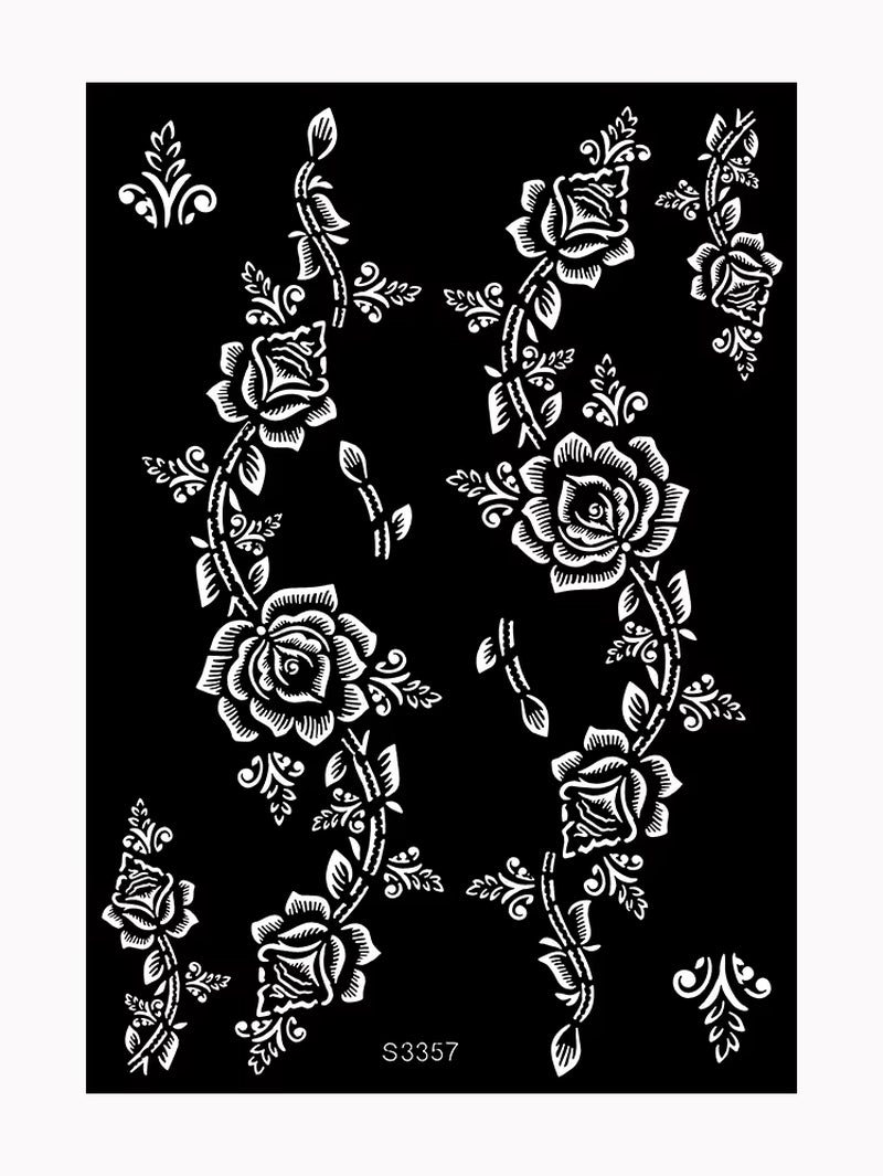 Reusable Henna Stencil for Hand Body Painting Flower Henna Tattoo Template for Women Wedding Festival Body Makeup Tattoo Tools