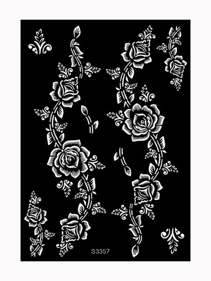 Reusable Henna Stencil for Hand Body Painting Flower Henna Tattoo Template for Women Wedding Festival Body Makeup Tattoo Tools