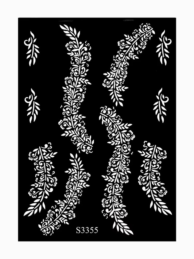 Reusable Henna Stencil for Hand Body Painting Flower Henna Tattoo Template for Women Wedding Festival Body Makeup Tattoo Tools
