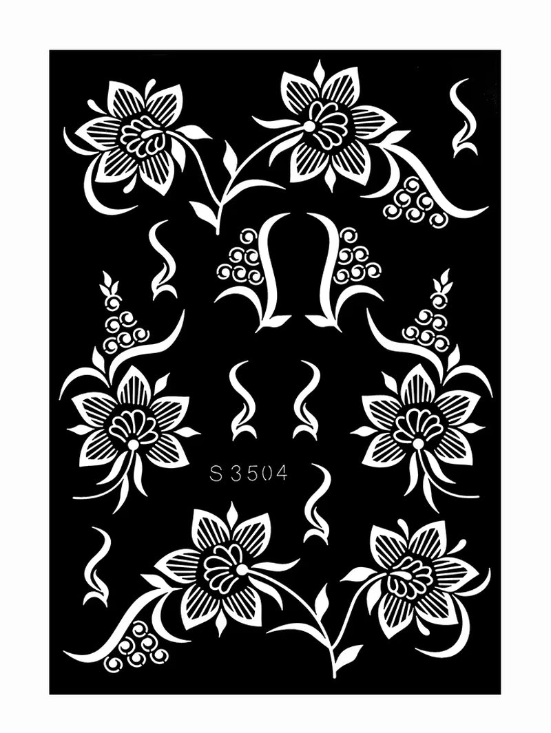 Reusable Henna Stencil for Hand Body Painting Flower Henna Tattoo Template for Women Wedding Festival Body Makeup Tattoo Tools