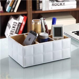Leather Storage box Remote Control, Phone Holder, cosmetic organizer