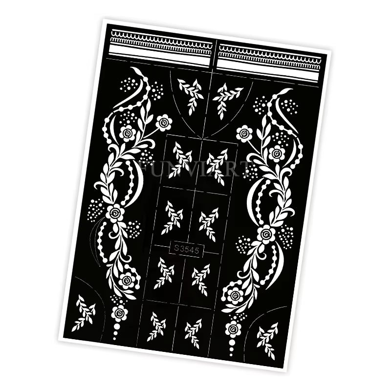 Reusable Henna Stencil for Hand Body Painting Flower Henna Tattoo Template for Women Wedding Festival Body Makeup Tattoo Tools