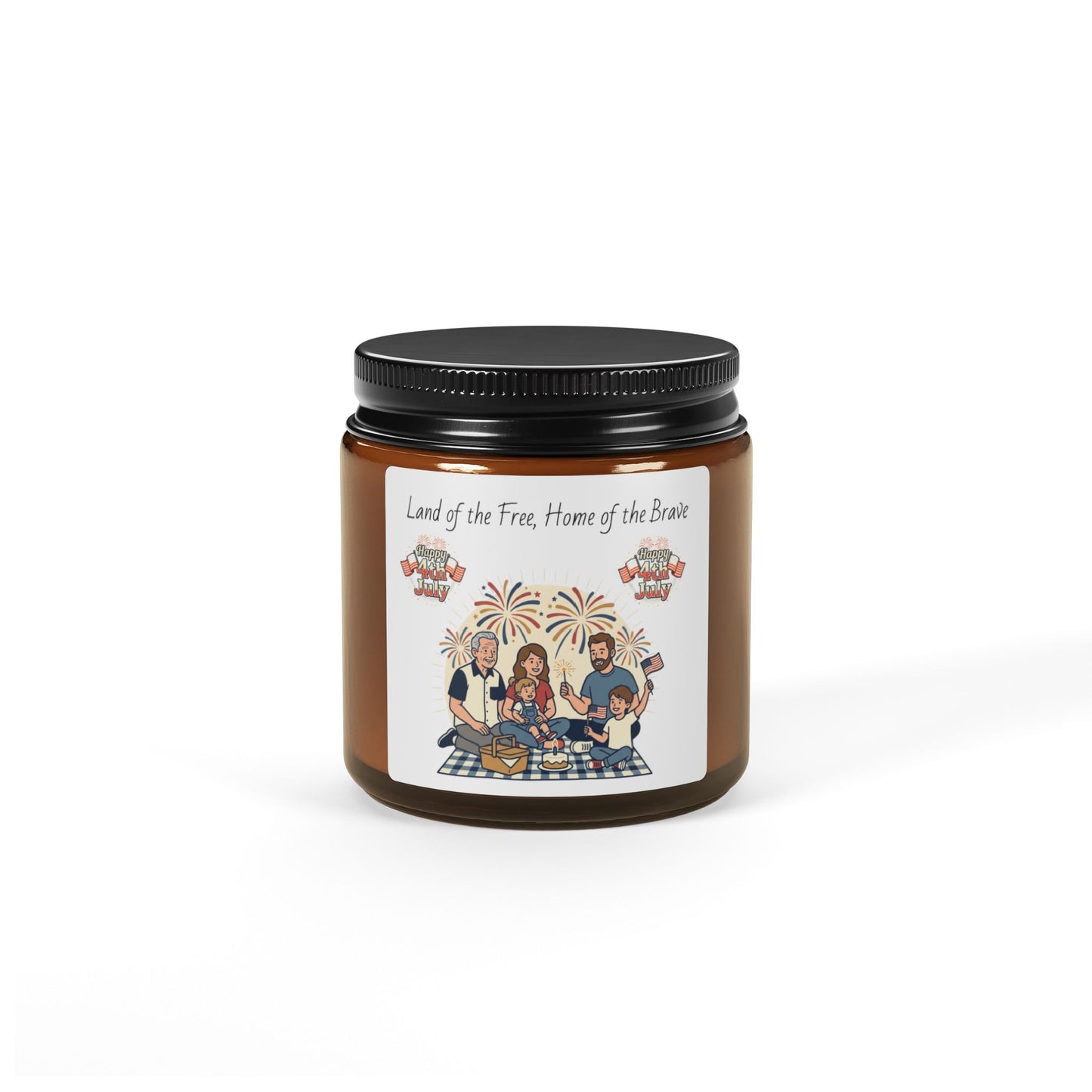 Patriotic Soy Candle – "Land of the Free, Home of the Brave" | 4th of July Amber Jar Gift