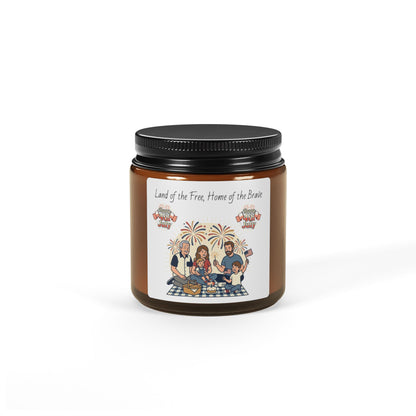 Patriotic Soy Candle – "Land of the Free, Home of the Brave" | 4th of July Amber Jar Gift
