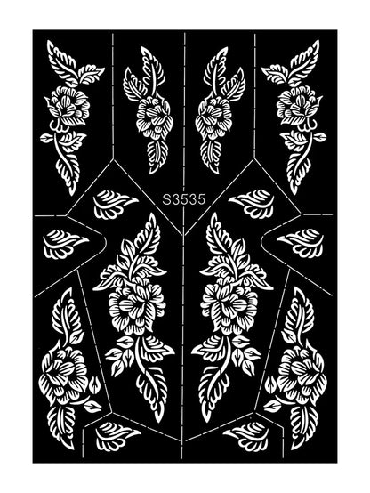 Reusable Henna Stencil for Hand Body Painting Flower Henna Tattoo Template for Women Wedding Festival Body Makeup Tattoo Tools