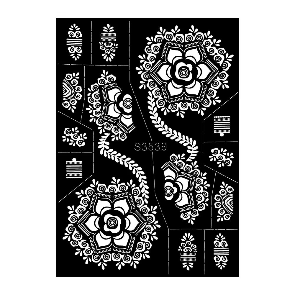 Reusable Henna Stencil for Hand Body Painting Flower Henna Tattoo Template for Women Wedding Festival Body Makeup Tattoo Tools