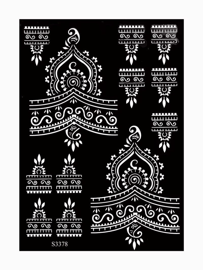Reusable Henna Stencil for Hand Body Painting Flower Henna Tattoo Template for Women Wedding Festival Body Makeup Tattoo Tools