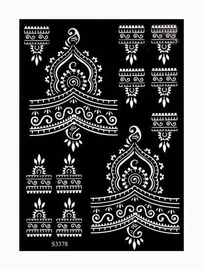 Reusable Henna Stencil for Hand Body Painting Flower Henna Tattoo Template for Women Wedding Festival Body Makeup Tattoo Tools